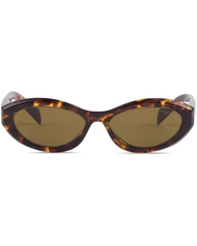 Prada Sonnenbrille mit ovalem Gestell - Braun