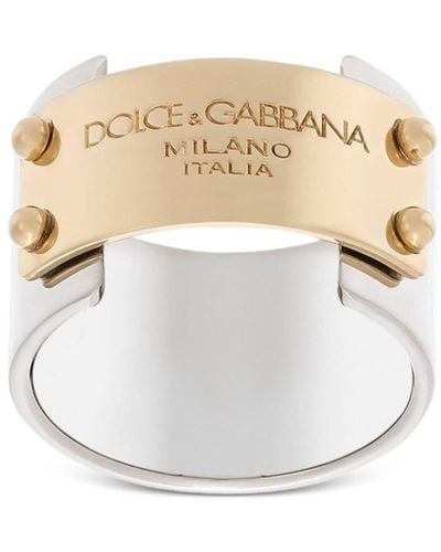 Dolce & Gabbana Anneau à plaque logo - Blanc