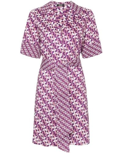 Liu Jo Geometric-print Belted Shirtdress - Purple