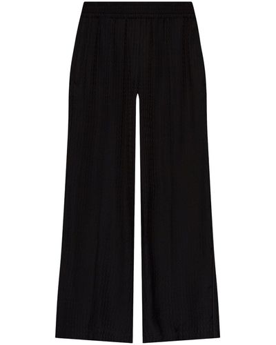 Victoria Beckham Monogram-jacquard Wide-leg Trousers - Black