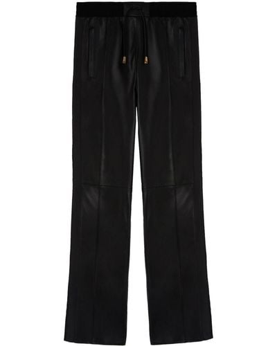 Palm Angels Logo-tape Leather Track Trousers - Black