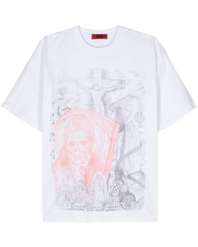 424 Valentina Death cotton T-shirt - Blanc