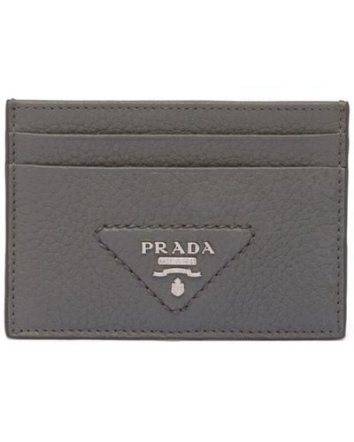 Prada Logo-plaque Cardholde - Grey