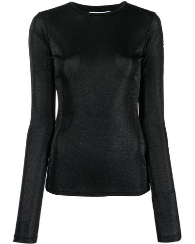 MSGM Jersey metalizado con cuello redondo - Negro