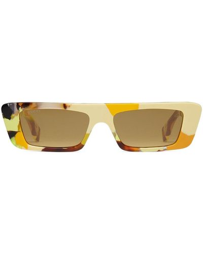 Gucci Gafas de sol con montura rectangular - Amarillo