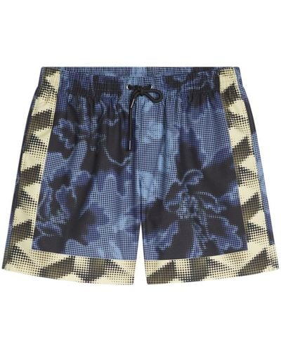 Dries Van Noten Floral-print Swim Shorts - Blue