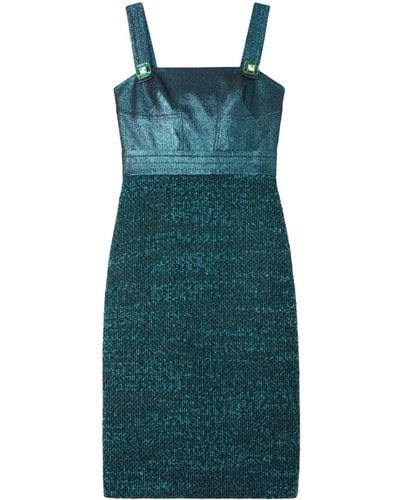 St. John Tweed-panelled Midi Dress - Green