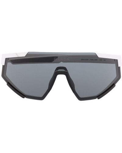 Prada Linea Rossa Shield-frame Oversize Sunglasses - White
