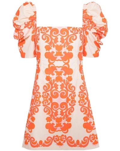 Cara Cara Kelly Geometric-print Cotton Dress - オレンジ