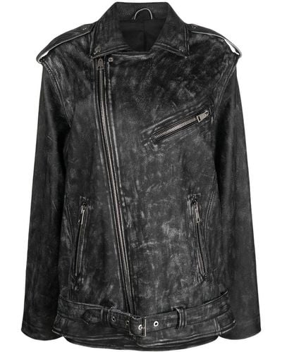 Manokhi Dad's Leather Jacket - Black