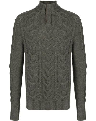 N.Peal Cashmere Buttoned Chunky Knit Jumper - Green