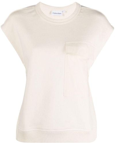 Calvin Klein Sleeveless Organic-cotton Sweatshirt - Natural