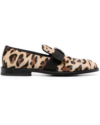 Moschino Leopard-print Loafers - Black