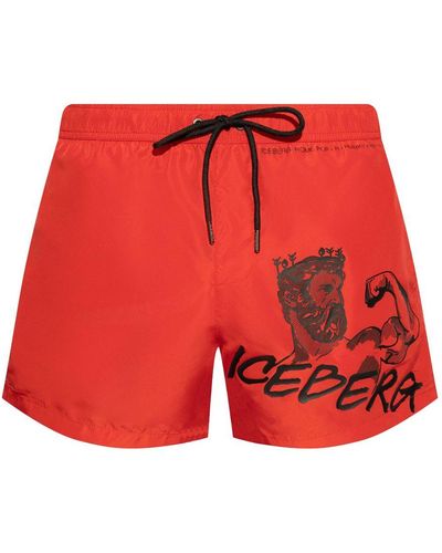 Iceberg Logo-print Swim Shorts - Red
