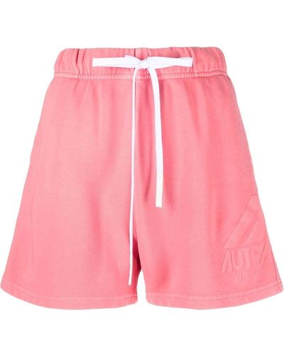 Autry Logo Patch Drawstring Track Shorts - Pink