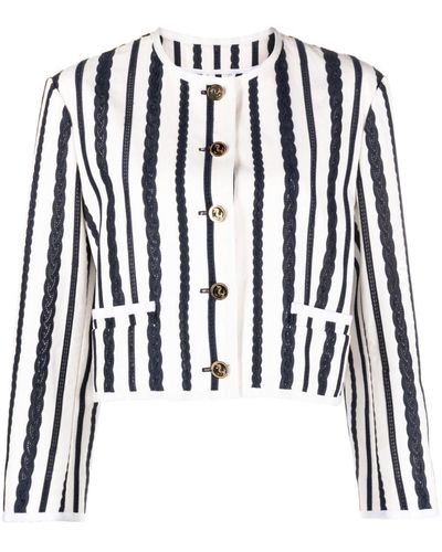 Thom Browne Broderie Anglaise-detail Cropped Jacket - Black
