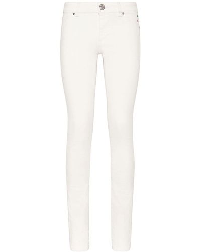 Philipp Plein Legging à boutons logo - Blanc