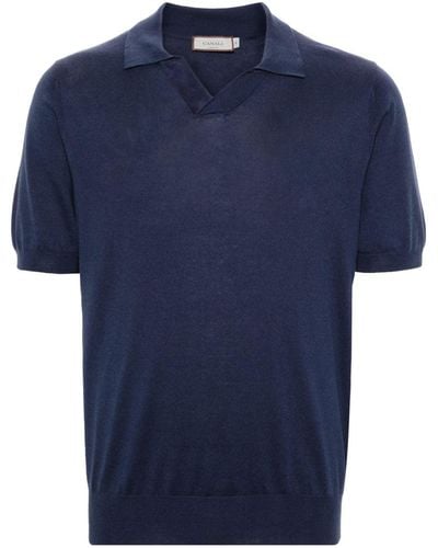 Canali Split-neck Polo Shirt - Blue