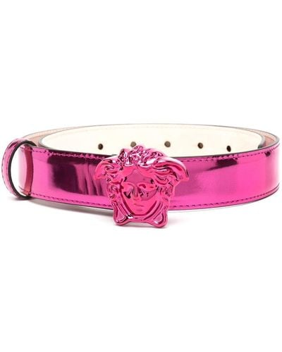 Versace Medusa Metallic Leather Belt - Pink