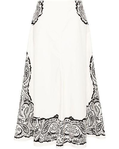 Chloé Graphic-print Flared Skirt - White