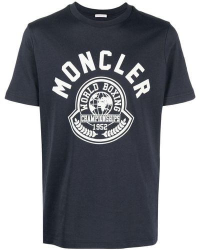 Moncler Camiseta con logo estampado - Azul