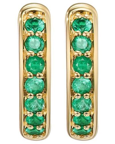 David Yurman 18kt Yellow Gold Petite Pavé Emerald huggie Earrings - Green