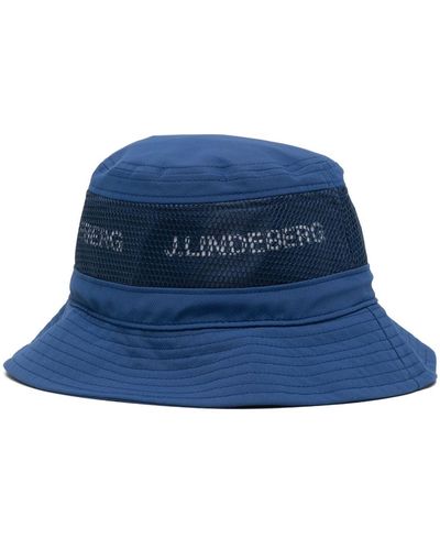 J.Lindeberg Logo-print Mesh-detail Bucket Hat - Blue