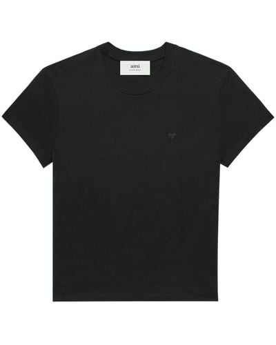 Ami Paris Ami De Coeur Organic-cotton T-shirt - Black
