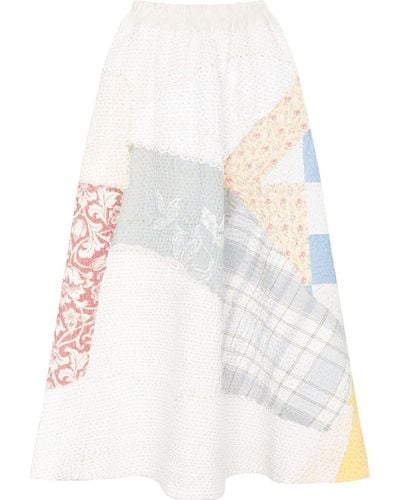 By Walid Nadia Embroidered Patchwork Midi Skirt - Multicolor