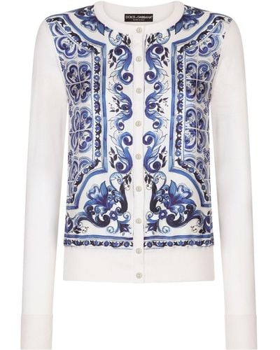 Dolce & Gabbana Cardigan mit Majolica-Print - Blau