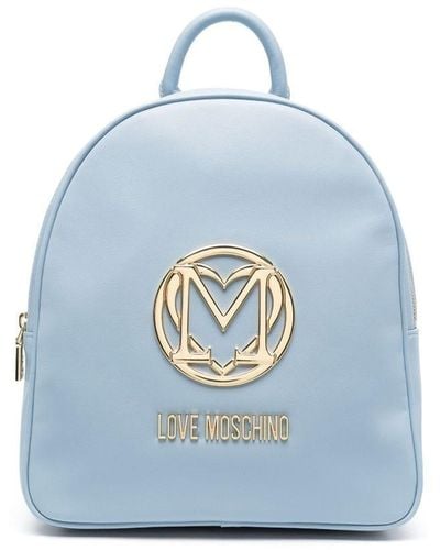Love Moschino Sac à dos médium à plaque logo - Bleu