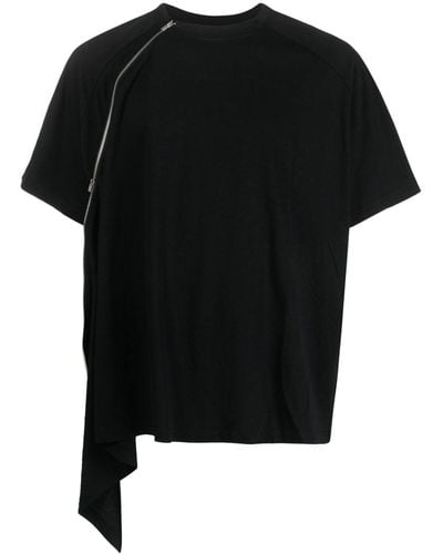 HELIOT EMIL Draped-detail Cotton T-shirt - Black