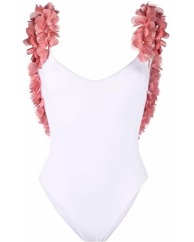 LaRevêche Amira Floral-appliqué Swimsuit - White