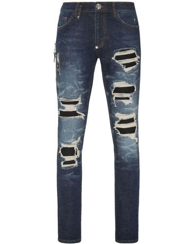 Philipp Plein Jean Rock Star à coupe skinny - Bleu