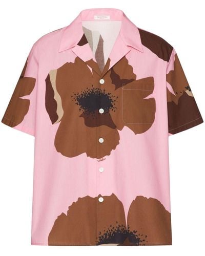 Valentino Garavani Flower Portrait-print Bowling Shirt - Pink