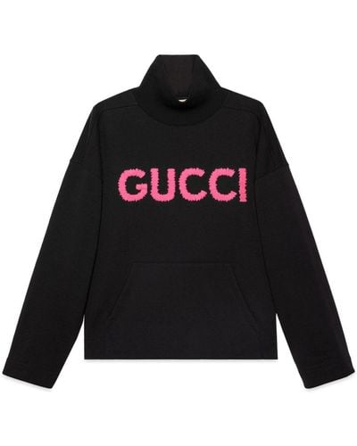 Gucci Pull en coton à logo brodé - Noir