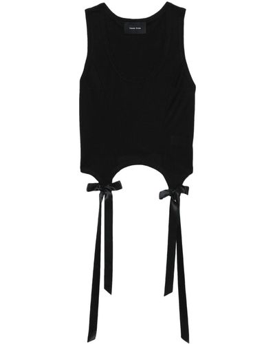 Simone Rocha Bow And Ribbon-detail Cotton Vest - Black