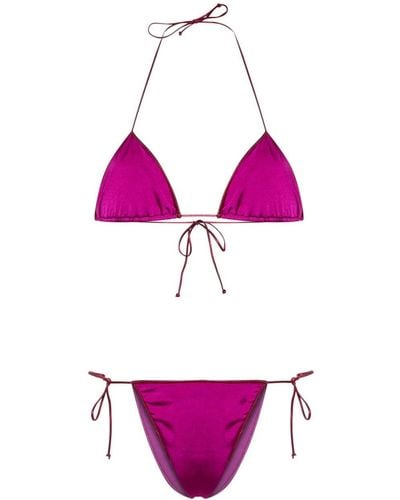 Reina Olga Sam Satin-finish Bikini Set - Purple
