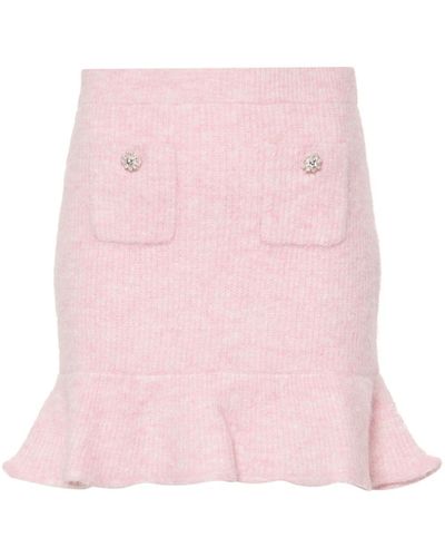 Self-Portrait Knitted Mini Skirt - Pink