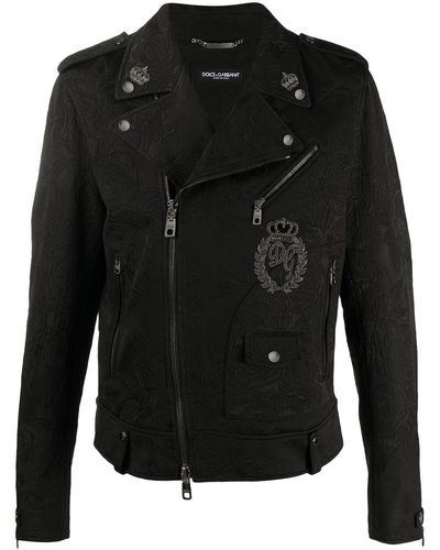 Dolce & Gabbana Bikerjacke mit Brokatmuster - Schwarz