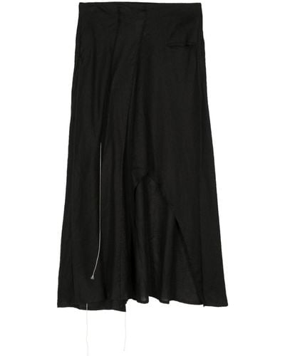 Yohji Yamamoto Asymmetric Linen Skirt - Black