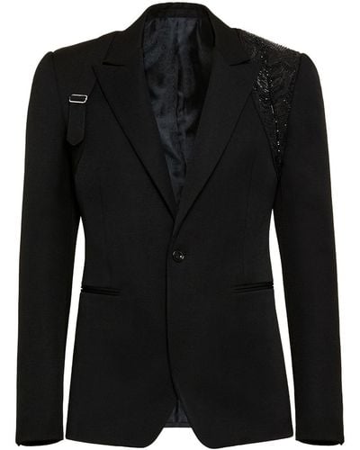 Alexander McQueen Embroidered Harness Single-breasted Blazer - Black