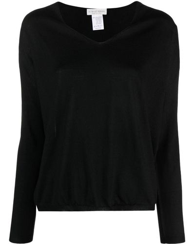Le Tricot Perugia Virgin-wool V-neck Sweater - Black