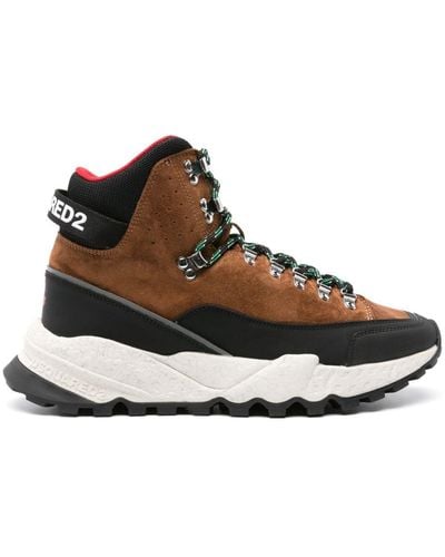 DSquared² Boogie Logo-print Suede Boots - Brown