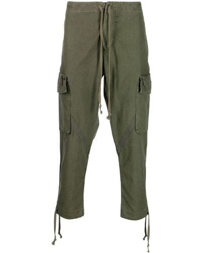Greg Lauren Cropped Tapered Trousers - Green
