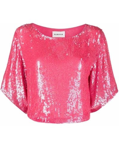 P.A.R.O.S.H. Sequined Cropped Blouse - Pink