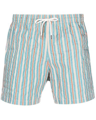 Canali Striped Swimming Shorts - Blue