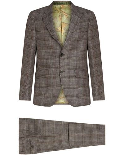 Etro Checked Single-breasted Suit - Gray