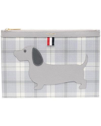 Thom Browne Hector アップリケ クラッチバッグ - グレー
