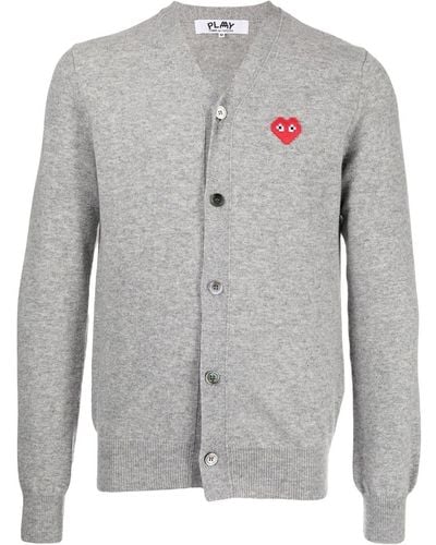 Comme des Garçons Logo-patch Wool Cardigan - Grey